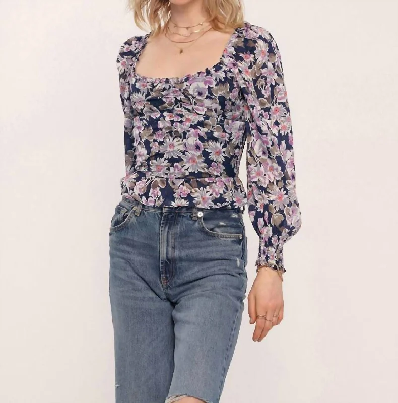 Ariana Blouse In Daisy High Neck Blouse