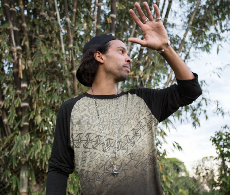 Geometric  Organic Bamboo Baseball Shirt-- Spandex Blend Rayon Blend Denim Blend
