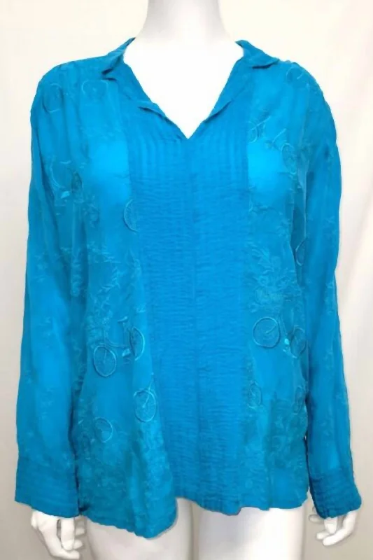 Aimee Ryder Blouse In Blue Playful Puff Blouse
