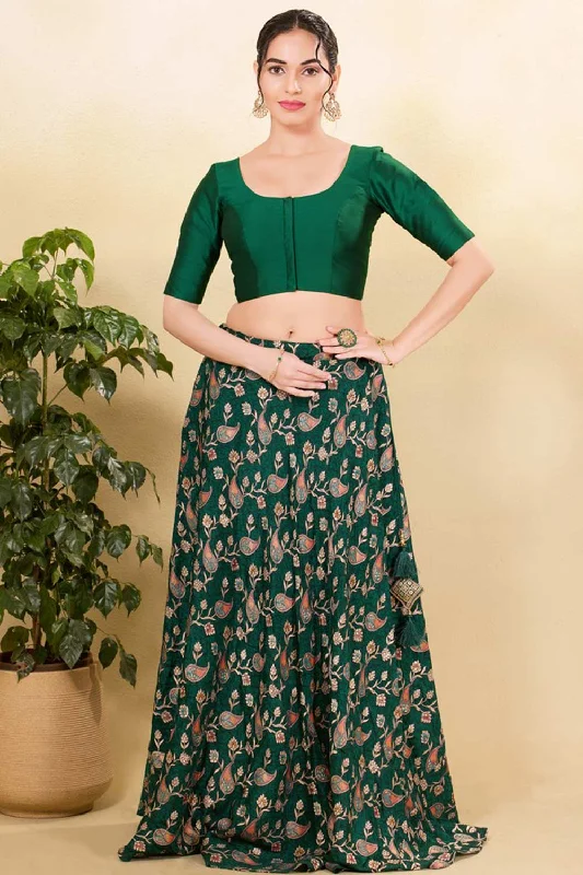 Green Brocade Woven Elbow Sleeves Blouse Delicate Bow Blouse