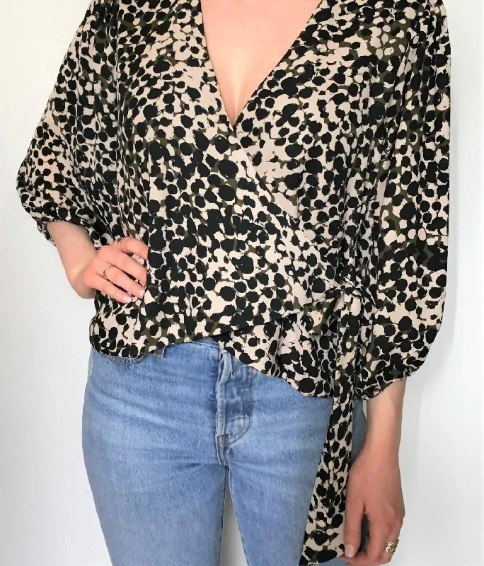 Puff Sleeve Wrap Blouse In Margot Hd Chic Square Blouse
