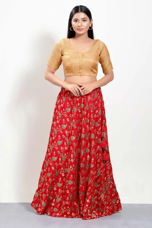 Gold Brocade Round Neck Elbow Sleeves Blouse Classic Minimalist Blouse