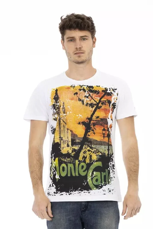 White Cotton Men T-shirt-- Handmade Hand-knitted Hand-woven
