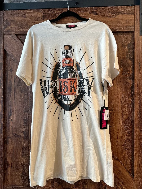 ✨Sale✨ Rock & Roll Whiskey T-Shirt Dress-- Ribbed Striped Patterned