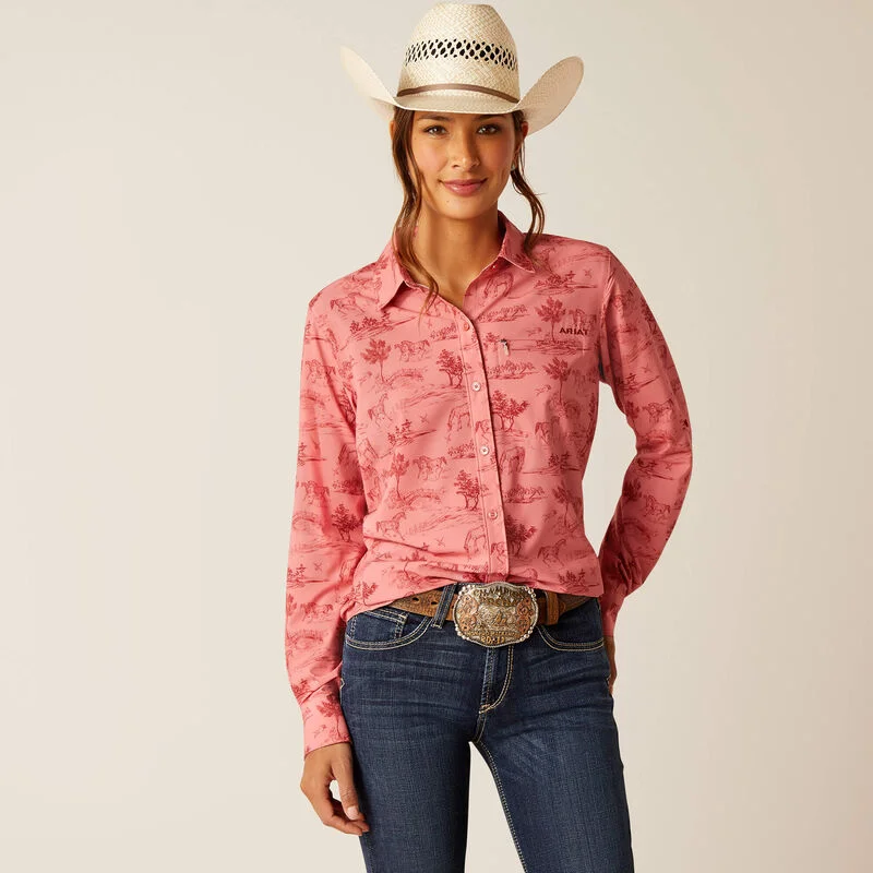 Ariat Faded Rose Ventek Women's Shirt-- Chenille Brocade Lace