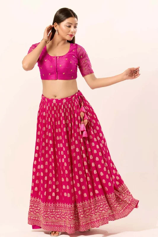 Pink Net Round Neck Elbow Sleeves Blouse Stylish Wrap Blouse
