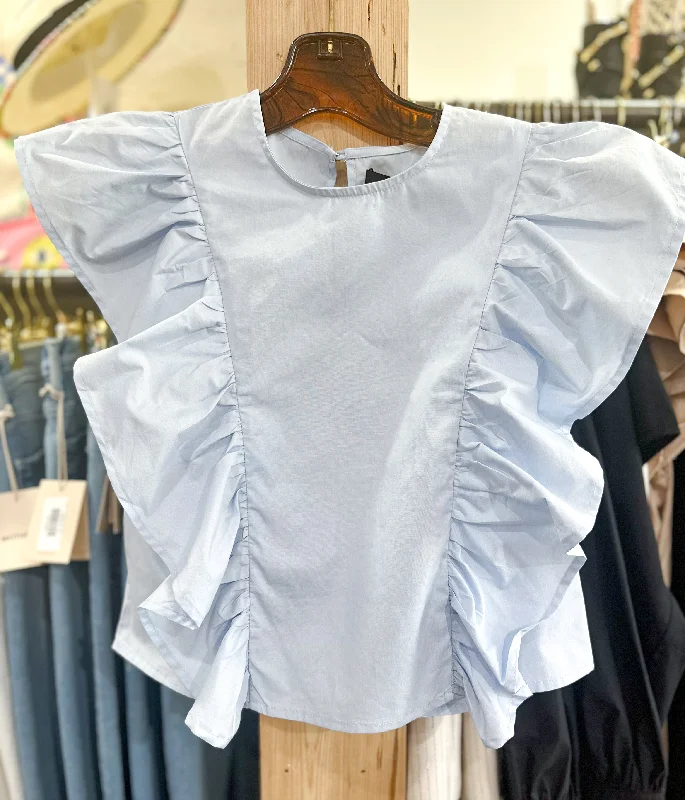 Coma Blouse in Sky Blue Backless Summer Blouse
