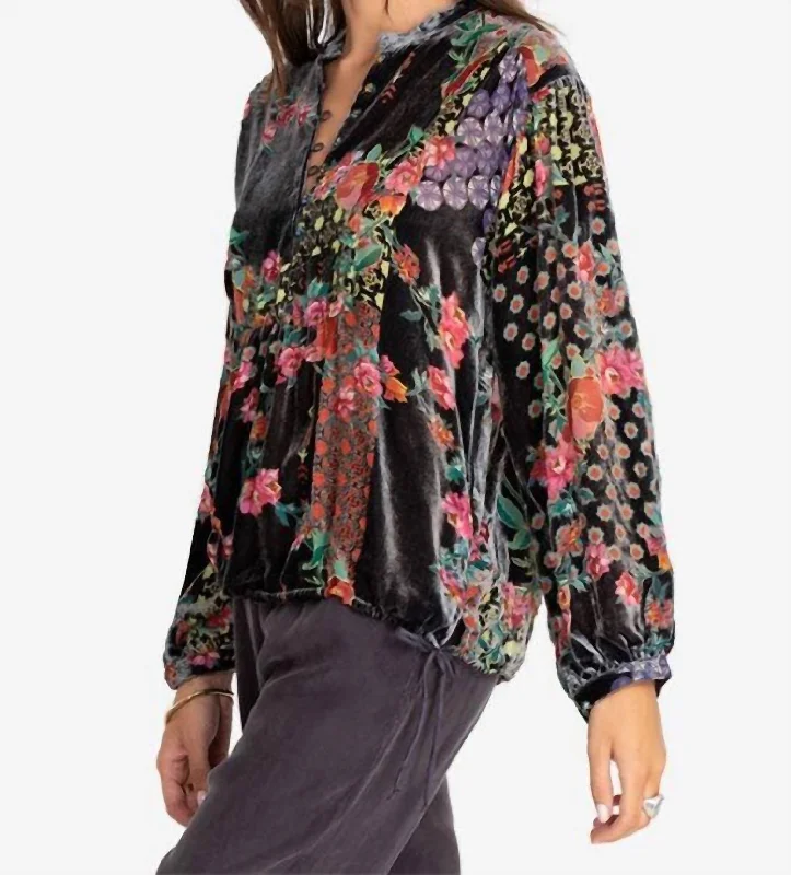 Rose Burnout Cosima Blouse In Multi Elegant Embroidery Blouse