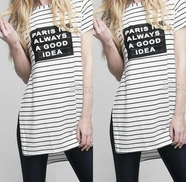 Women Short Sleeve T-Shirt Stripe Letter Print T-Shirt Casual T Shirt Side Split Loose Tops O-Neck Women Summer Tops Tees 41-- Houndstooth Herringbone Solid Women Short Sleeve T-Shirt Stripe Letter Print T-Shirt Casual T Shirt Side Split Loose Tops O-Neck Women Summer Tops Tees 41-- Houndstooth Herringbone Solid