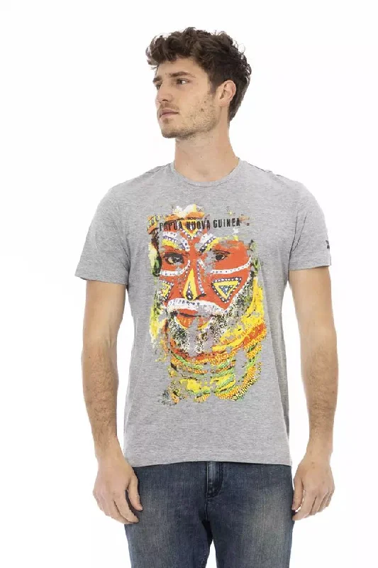 Gray Cotton Men T-shirt-- Anti-Shrink Durable Soft