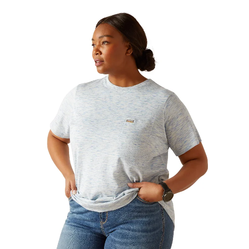 Ariat Space Dye Blue Rebar Women's T-Shirt-- Graphic T-Shirt Round Neck Polyester