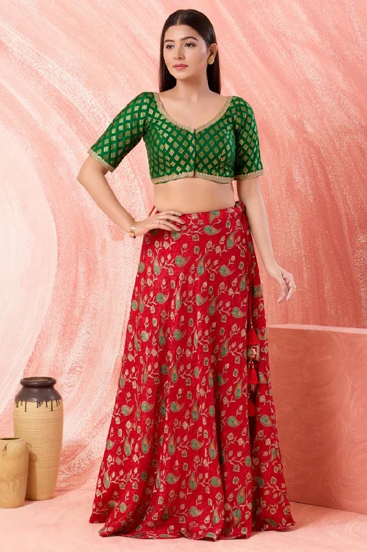 Green Brocade Sweatheart Neck Elbow Sleeves Blouse Peter Pan Blouse