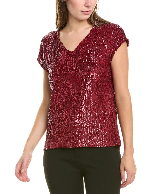 Vince Camuto Sequin Blouse Lightweight Floral Blouse