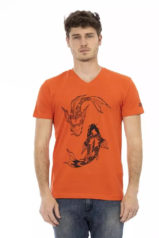 Red Cotton Men Tshirt-- Zippered Front Buttoned Front Snap Front