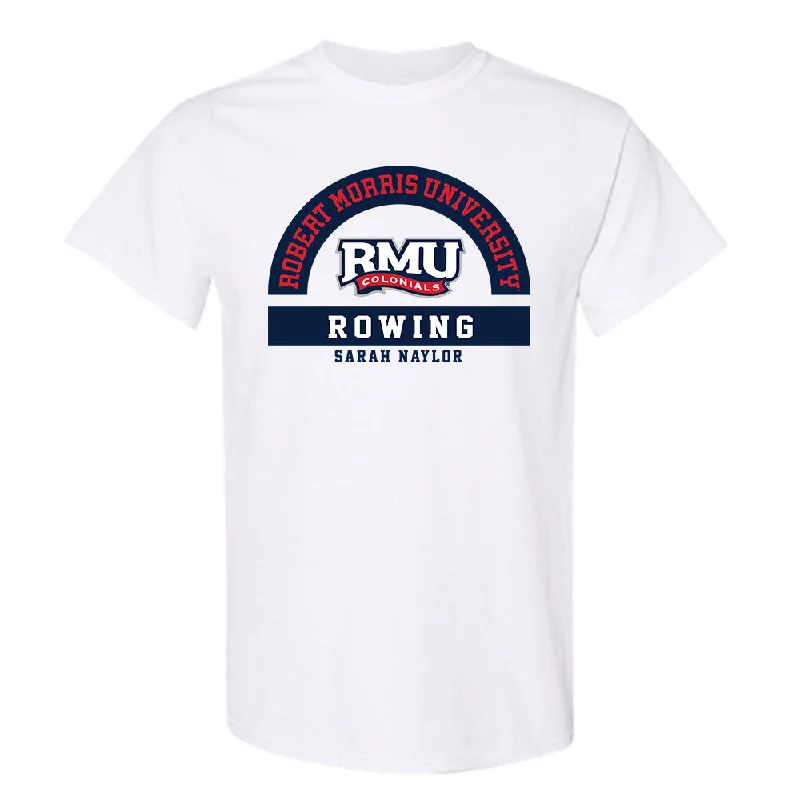 Robert Morris - NCAA Women's Rowing : Sarah Naylor - Classic Fashion Shersey T-Shirt-- Ribbed T-Shirt High Neck Heavyweight Robert Morris - NCAA Women's Rowing : Sarah Naylor - Classic Fashion Shersey T-Shirt-- Ribbed T-Shirt High Neck Heavyweight