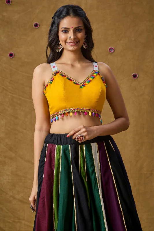 Yellow Cotton Embroidered Sleeveless Blouse Side Tie Blouse