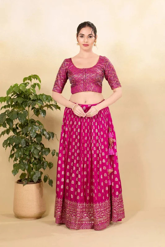 Purple Jacquard Woven Elbow Sleeves Blouse Satin Drape Blouse
