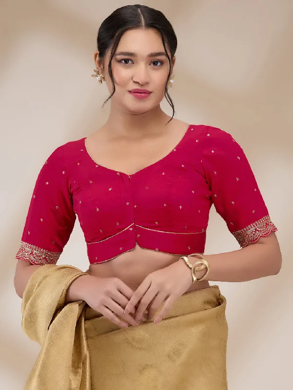 Rani Mulberry Silk Embroidered Half Sleeves Blouse Relaxed Fit Blouse