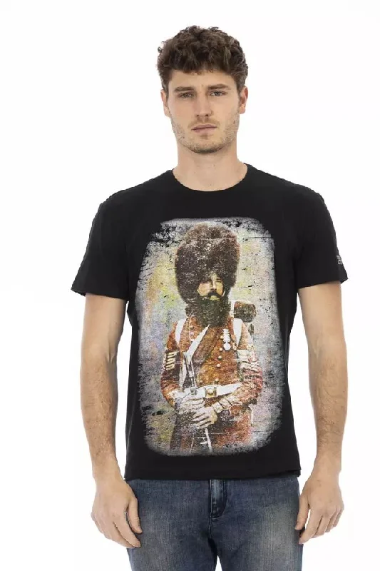 Black Cotton Men T-shirt-- Fitted T-Shirt Seamless Stretchy
