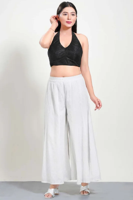 Black Shimmer Halter Neck Sleeveless Blouse Balloon Sleeve Blouse