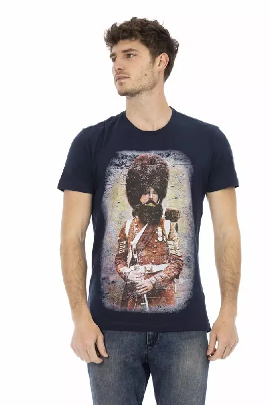 Blue Cotton Men T-shirt-- Casual Formal Business