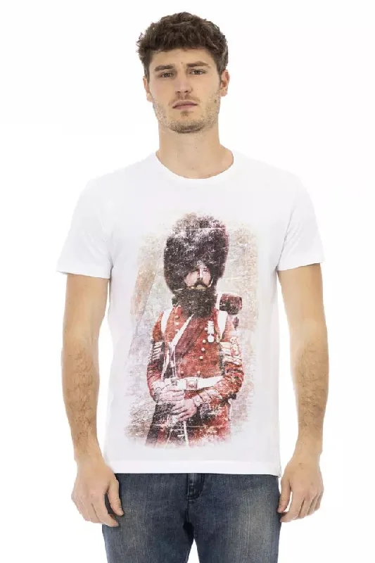 White Cotton Men T-shirt -- Basic T-Shirt Crew Neck Short Sleeve