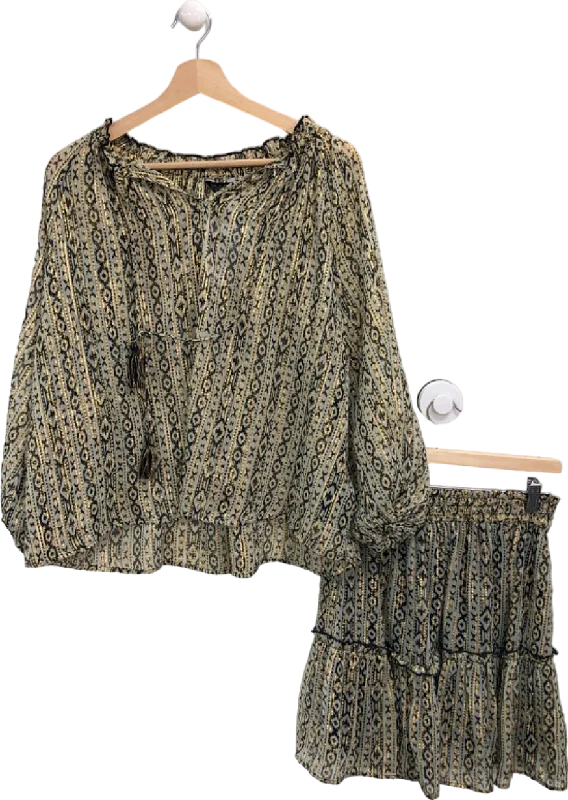 Friends Like These Millie Mackintosh Black Patterned Blouse and Skirt Set UK 6 Stretchy Fitted Blouse
