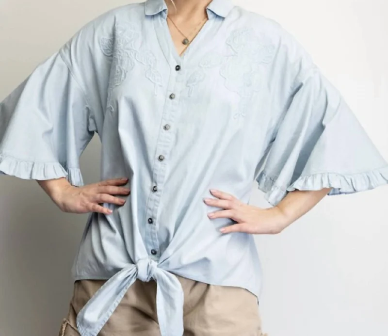 Blouse In Light Blue Business Casual Blouse