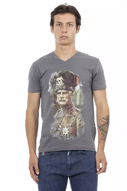 Gray Cotton Mens Tshirt-- Terry Blend Velvet Blend Canvas Blend