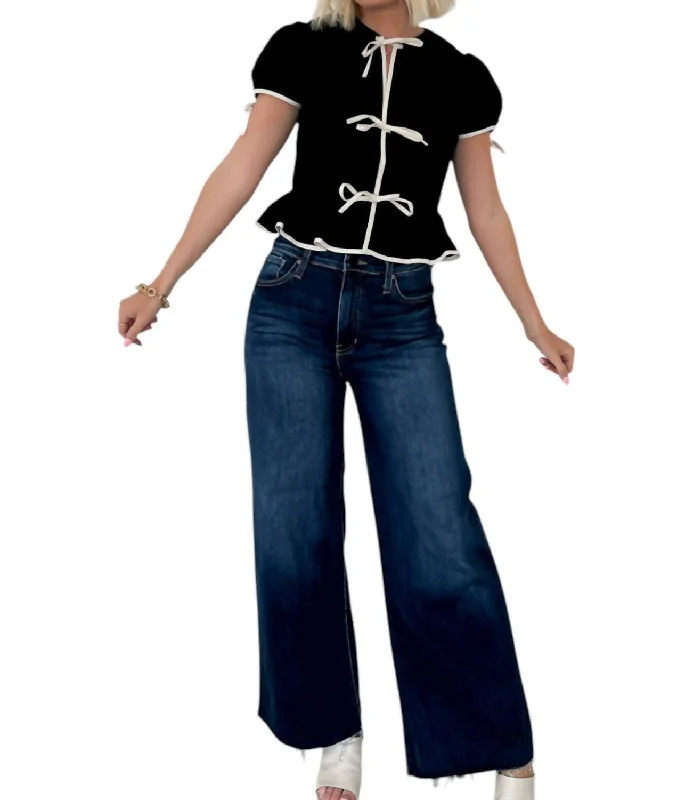 Pretty As A Picture Peplum Blouse In Black Silky Tunic Blouse