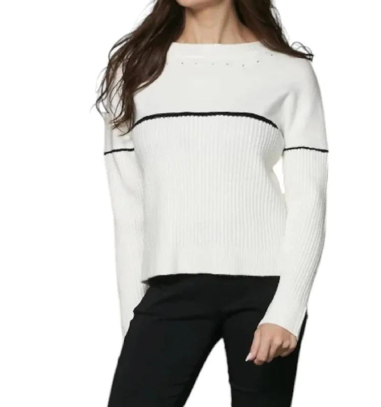 Vinca Knit Blouse In Creme Classic Minimalist Blouse