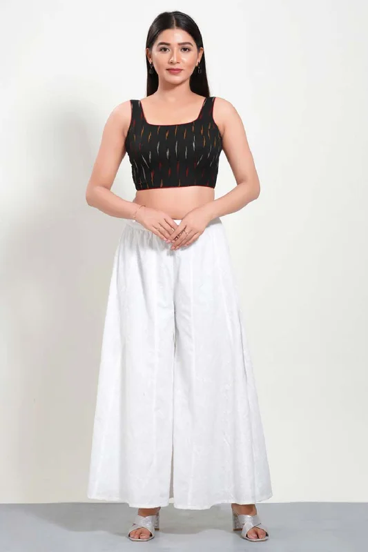 Black Cotton Round Neck Sleeveless Blouse Flowy Bohemian Blouse