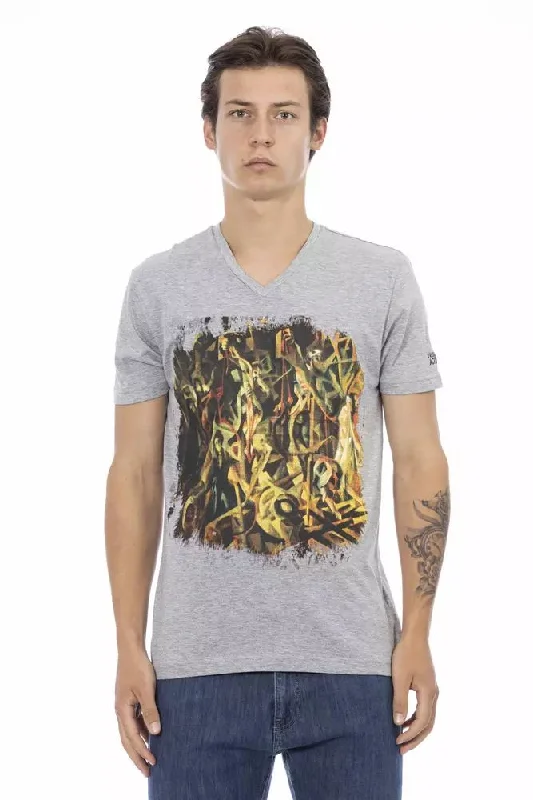 Gray Cotton Men T-shirt-- Rayon Fabric Velvet Fabric Corduroy Fabric