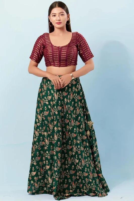 Wine Brocade Round Neck Elbow Sleeves Blouse Loose Fit Blouse