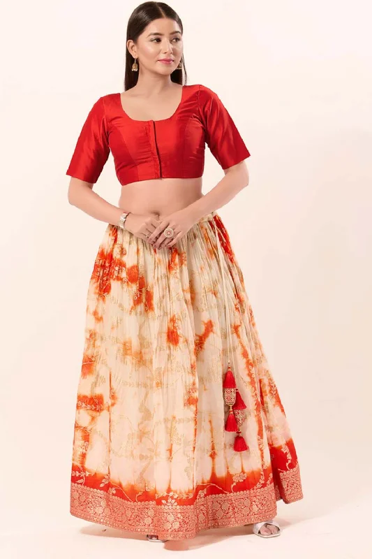 Red Brocade Round Neck Elbow Sleeves Blouse Feminine Satin Blouse