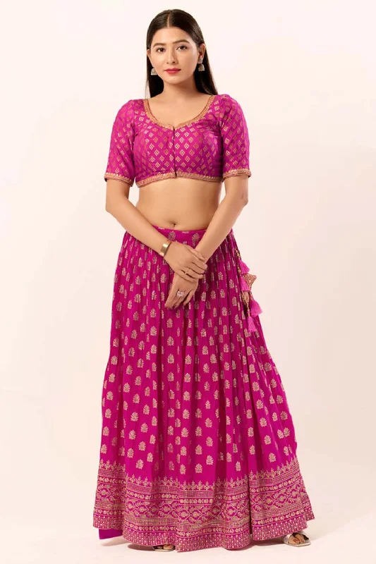 Pink Brocade Sweatheart Neck Elbow Sleeves Blouse Pleated Collar Blouse
