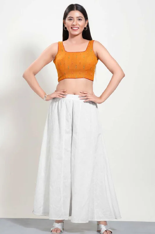 Mustard Cotton Round Neck Sleeveless Blouse Lightweight Linen Blouse