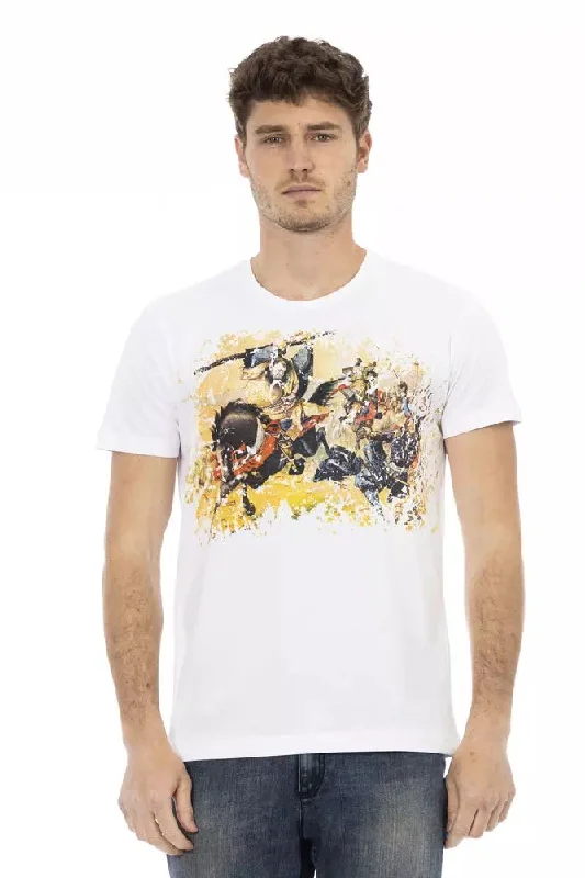 White Cotton Men Tshirt-- Polka Dot Checkered Tartan