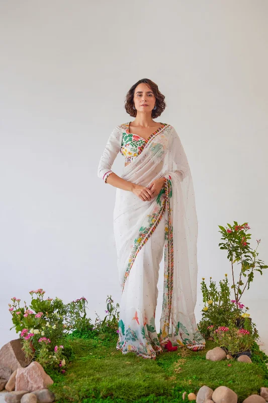IMAAN SAREE WITH BLOUSE Lightweight Chiffon Blouse
