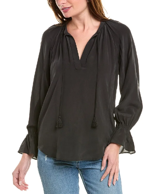 Joie Cecarina Silk Blouse Collared Satin Blouse
