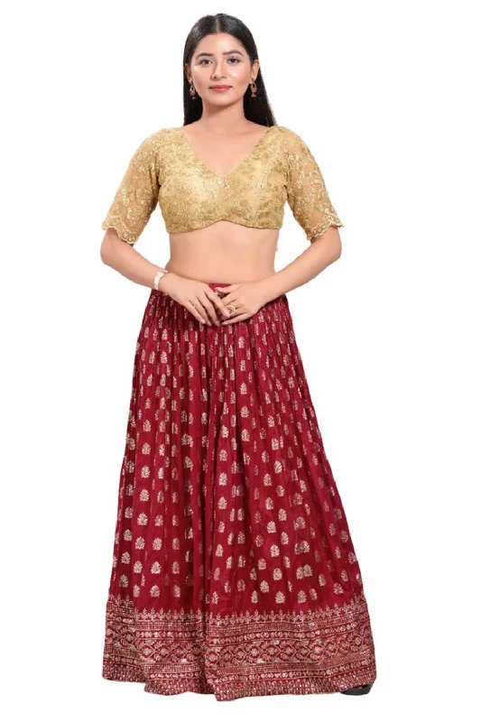 Gold Net Round Neck Elbow Sleeves Blouse Sweetheart Neck Blouse