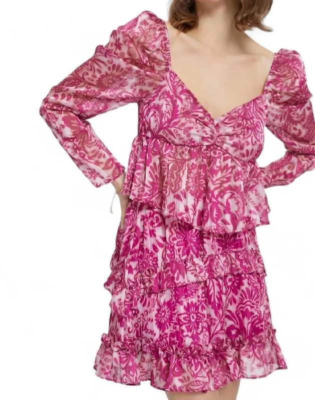 Carly’S Blouse In Magenta Short Sleeve Blouse