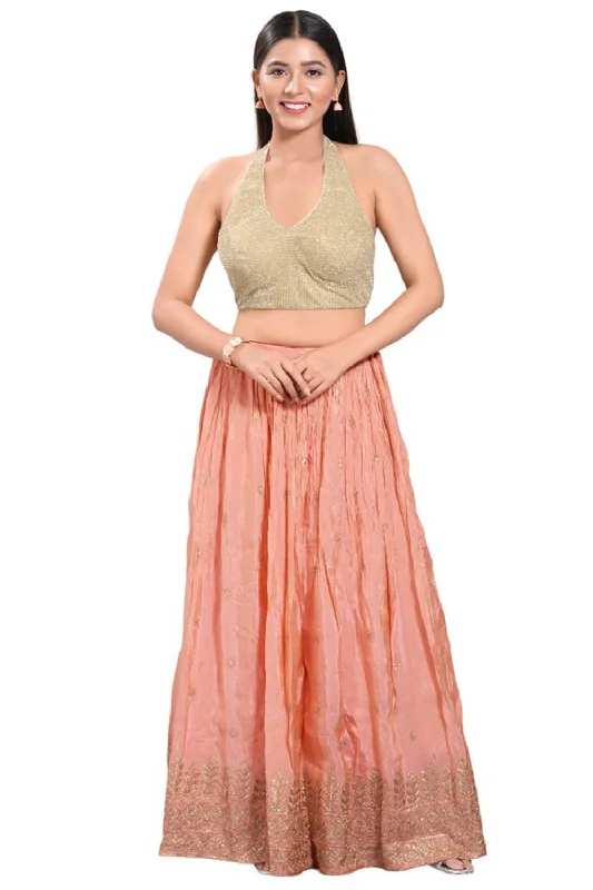 Gold Shimmer Halter Neck Sleeveless Blouse Subtle Shimmer Blouse
