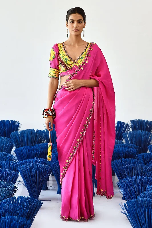 Banno Saree With Blouse Frilled Cuff Blouse