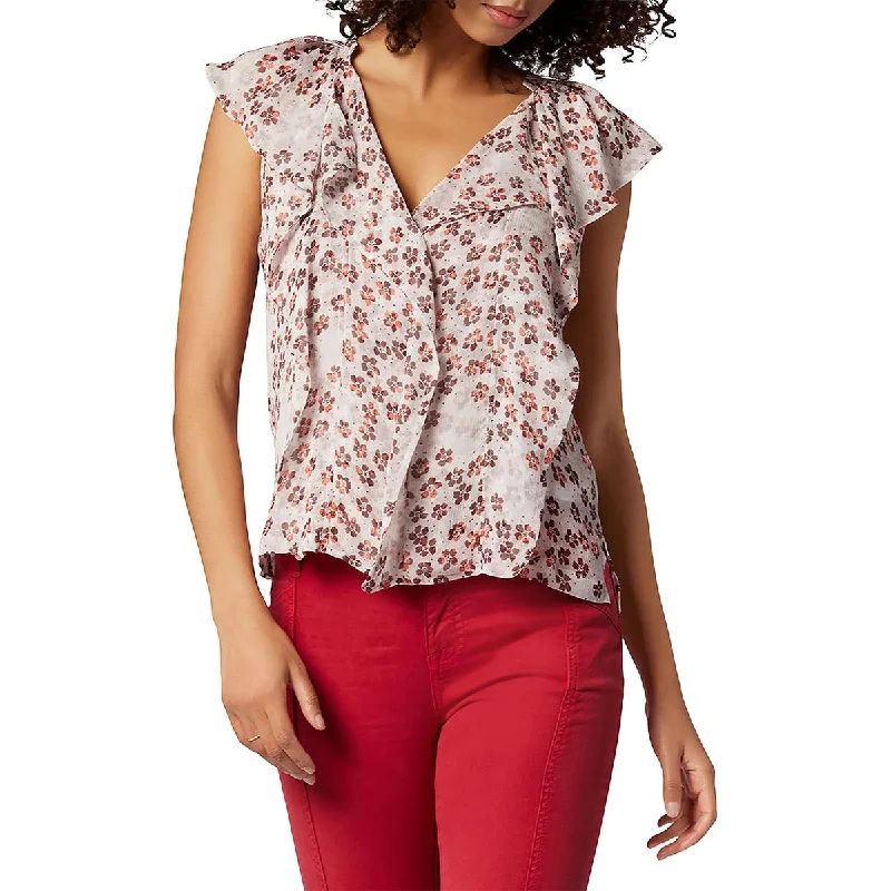 Womens Silk Floral Print Blouse Airy Cotton Blouse