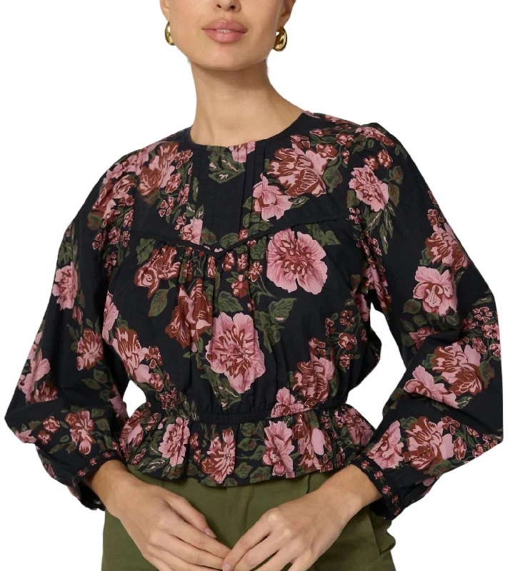 Bernadette Blouse In Blue Floral Versatile Layering Blouse