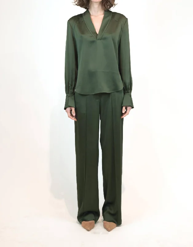Maisey Blouse In Moss Floral Chiffon Blouse