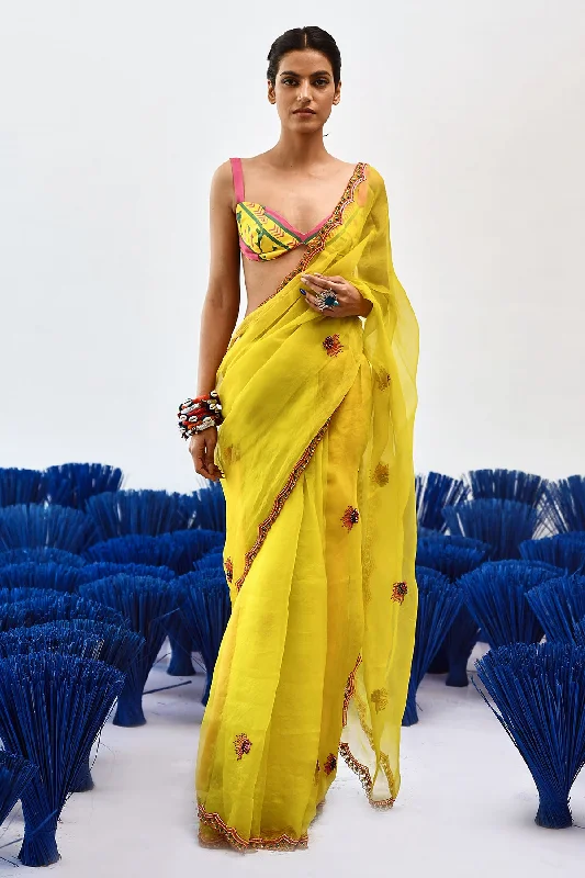 Chanchal Organzaa Saree With Blouse Soft Satin Blouse