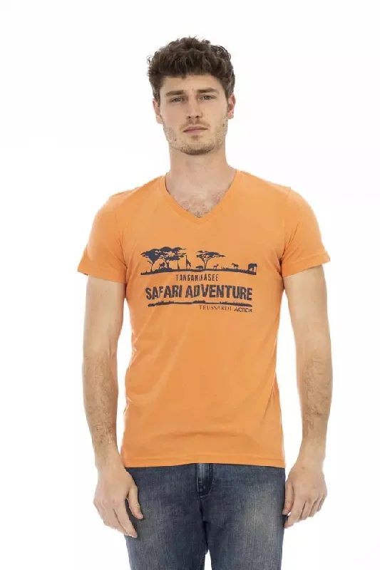 Orange Cotton Men T-shirt-- Fashionable Trendy Casual
