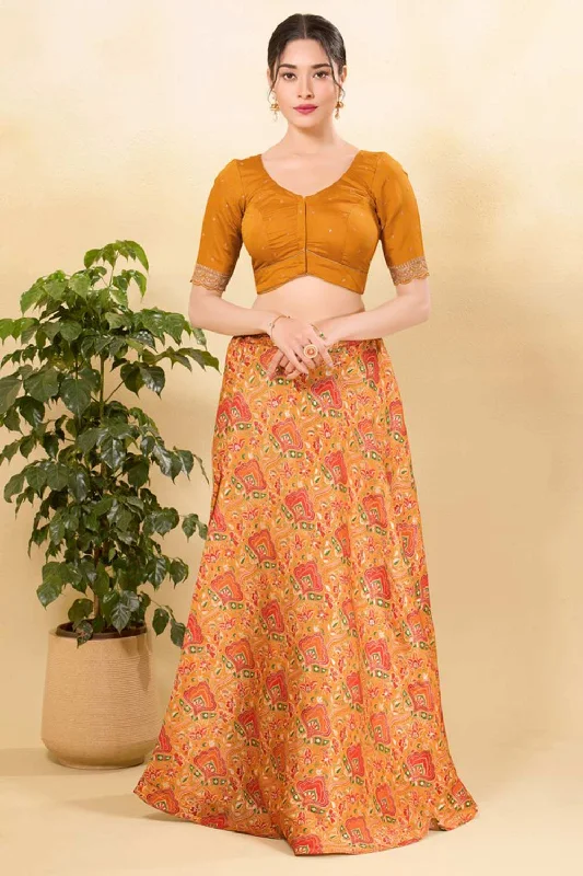 Mustard Silk Woven Elbow Sleeves Blouse Vintage Polka Blouse